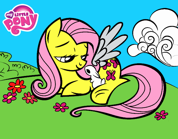 Fluttershy con un conejito