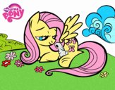 Fluttershy con un conejito