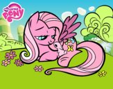 Fluttershy con un conejito