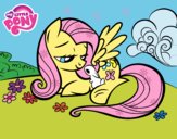 Fluttershy con un conejito