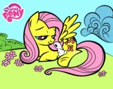 Fluttershy con un conejito