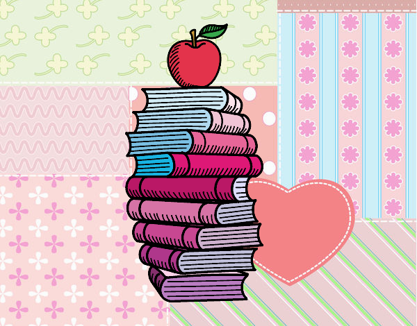 Libros y manzana