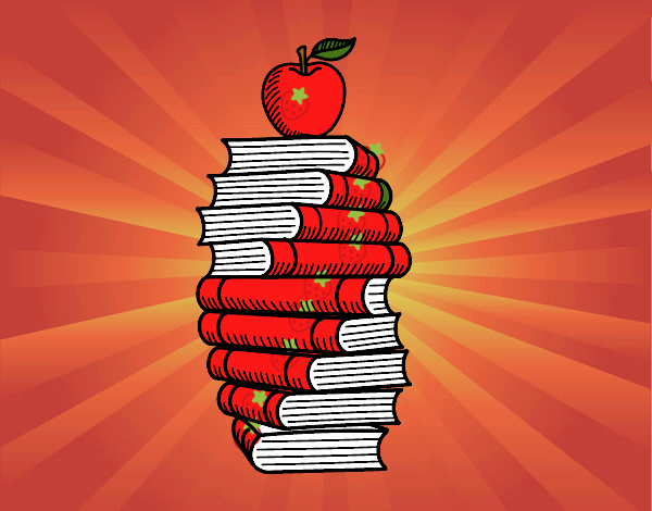 Libros y manzana