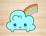 Nube con arco iris kawaii