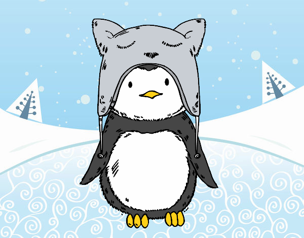 Pingüino con gorrito divertido