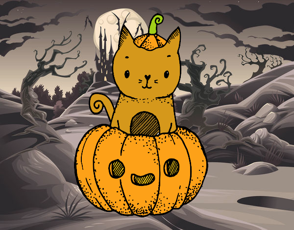 Un gatito de Halloween