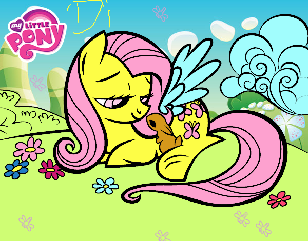 Fluttershy con un conejito