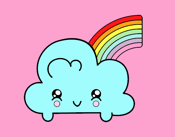 Nube con arco iris kawaii