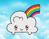 Nube con arco iris kawaii