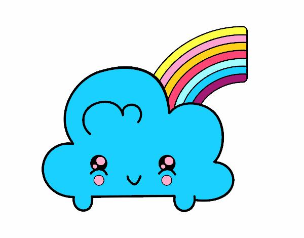 Nube con arco iris kawaii