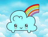 Nube con arco iris kawaii