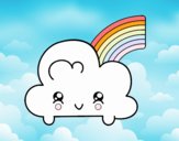 Nube con arco iris kawaii