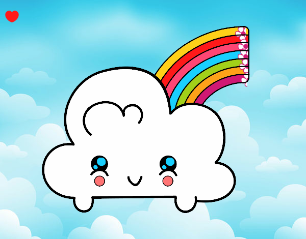 Nube con arco iris kawaii