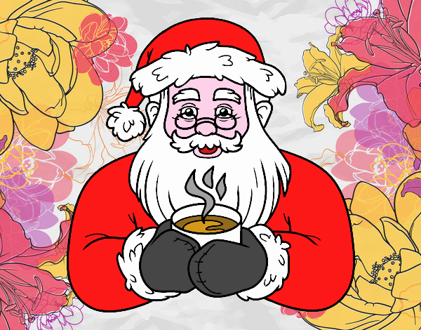 Papá Noel con taza de café