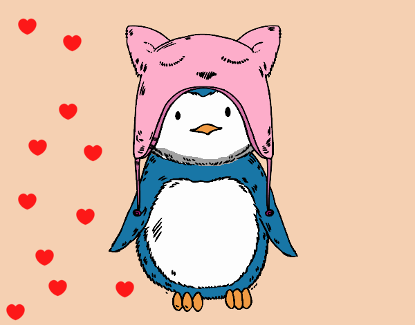 Pingüino con gorrito divertido