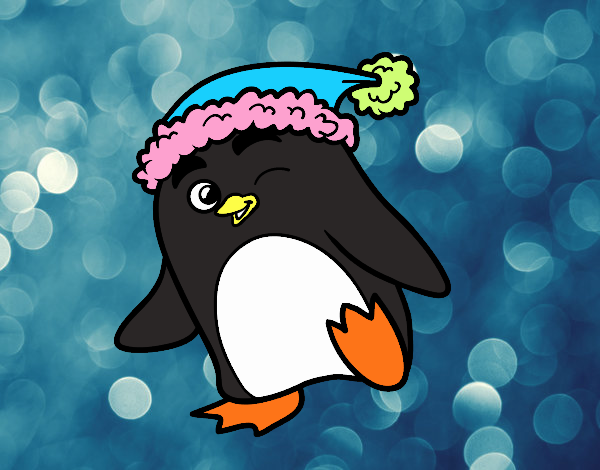 Pingüino con gorro de Navidad