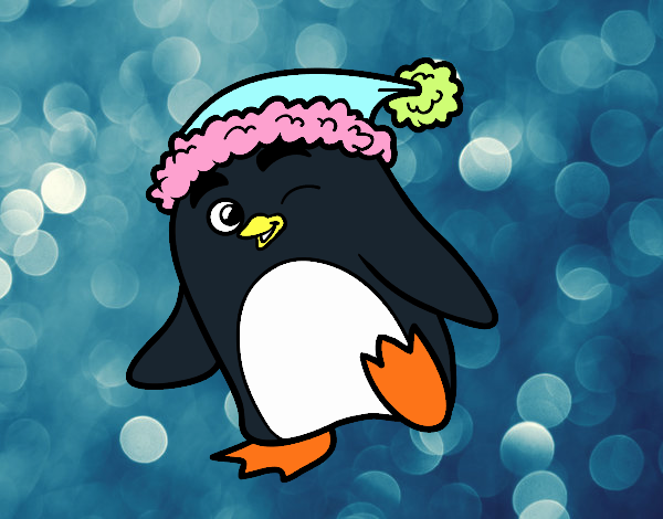 Pingüino con gorro de Navidad