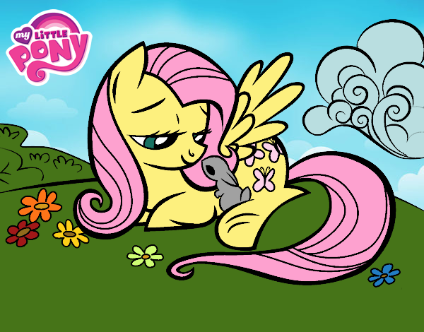 Fluttershy con un conejito