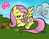 Fluttershy con un conejito