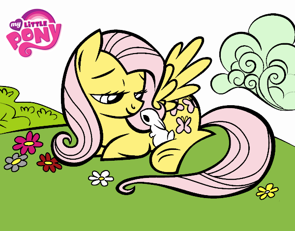 Fluttershy con un conejito