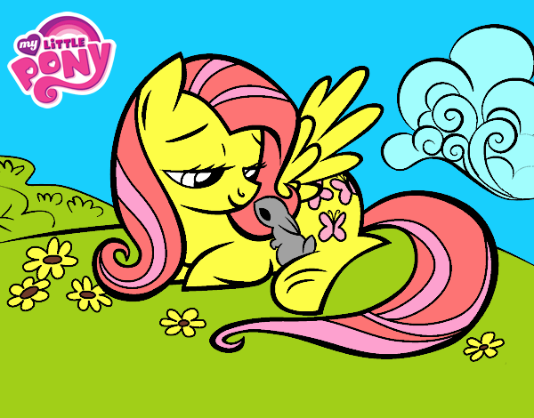 Fluttershy con un conejito