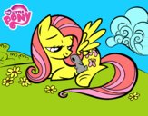 Fluttershy con un conejito