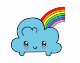 Nube con arco iris kawaii