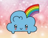 Nube con arco iris kawaii