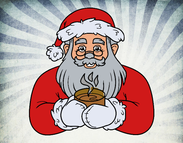 Papá Noel con taza de café