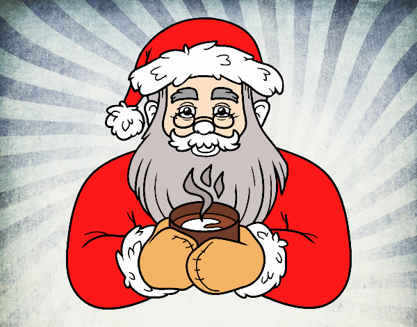 Papá Noel con taza de café