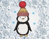 Pingüino con gorro de invierno