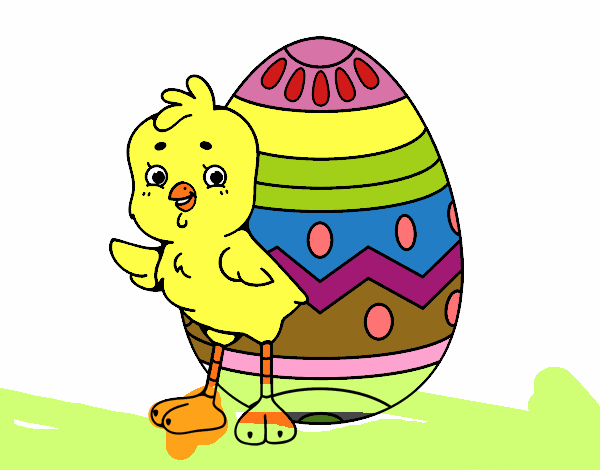 Dibujo de Pollito simpático con huevo de Pascua pintado por en   el día 01-12-22 a las 21:03:34. Imprime, pinta o colorea tus propios dibujos !