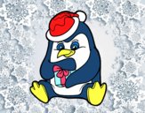 Un pingüino con regalo de Navidad