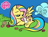 Fluttershy con un conejito