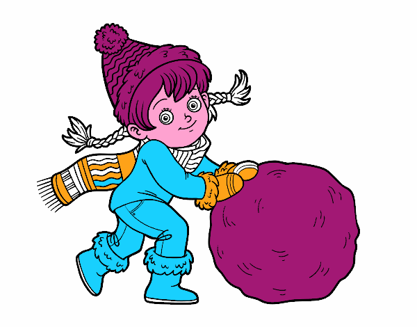 Niña con gran bola de nieve