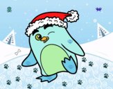 Pingüino con gorro de Navidad