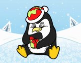 Un pingüino con regalo de Navidad