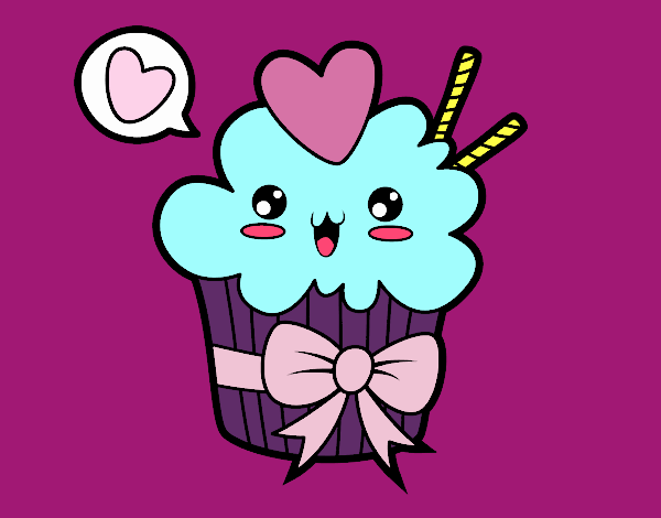 Cupcake kawaii con lazo