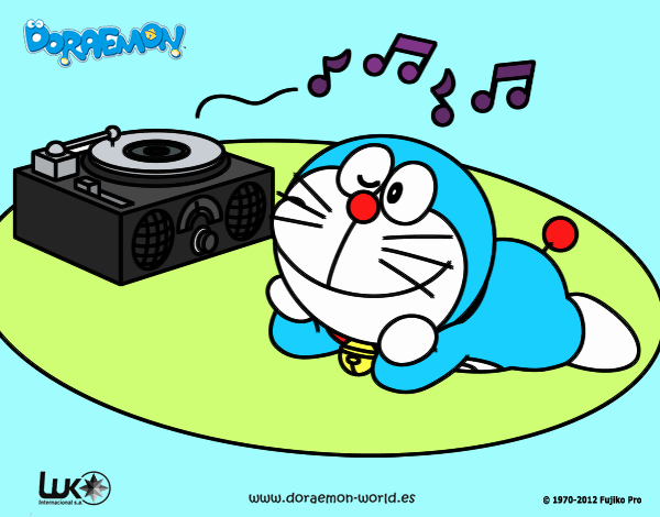 Doraemon escuchando música