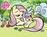 Fluttershy con un conejito