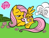 Fluttershy con un conejito