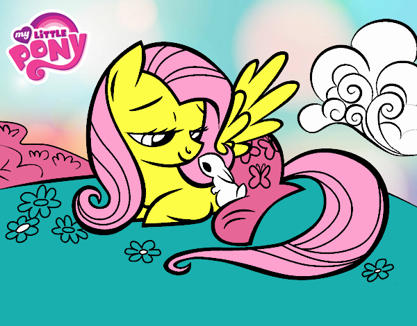 Fluttershy con un conejito