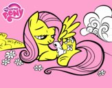 Fluttershy con un conejito