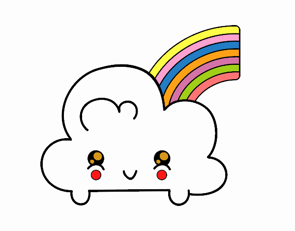 Nube con arco iris kawaii