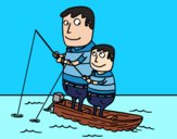 Padre e hijo pescando