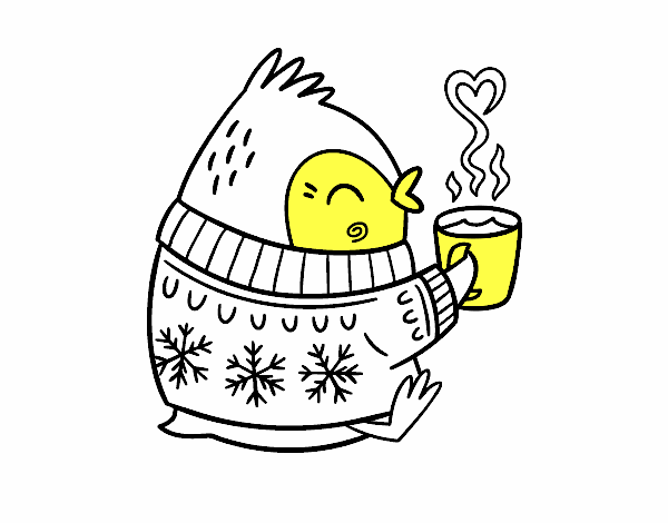 Pajarito tomando un té