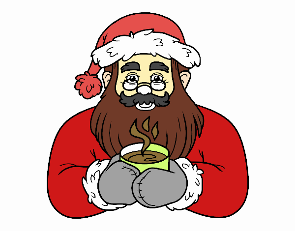 Papá Noel con taza de café