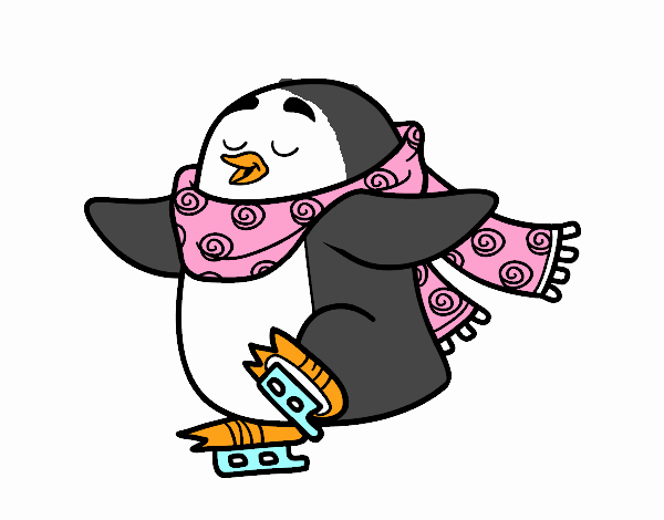 Pingüino patinando sobre hielo