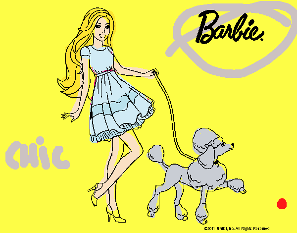 Barbie paseando a su mascota