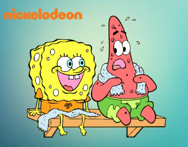 Bob Esponja y Patricio en bañador